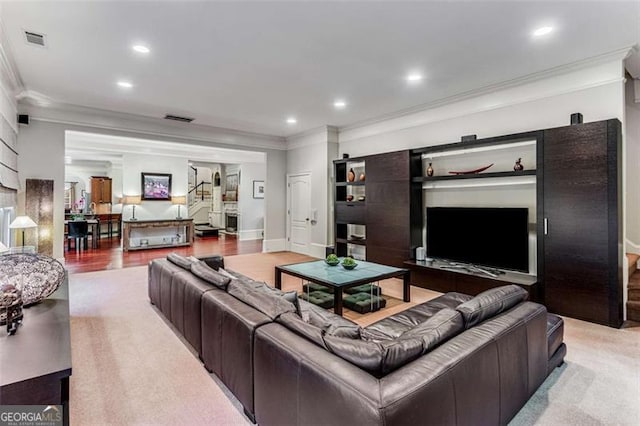1109 Pine Grove Ave, Brookhaven, GA 30319 - living area featuring ornamental molding and recessed lighting