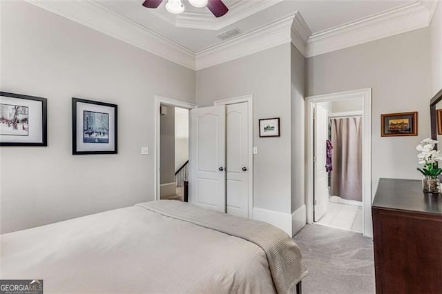 1109 Pine Grove Ave, Brookhaven, GA 30319 - bedroom featuring ornamental molding, carpet, and ceiling fan