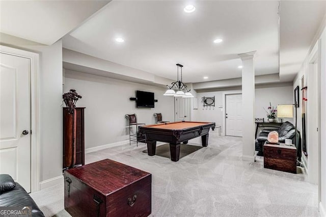 1109 Pine Grove Ave, Brookhaven, GA 30319 - rec room with light carpet, billiards table, and recessed lighting