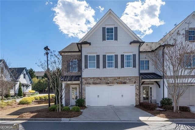 557 Stone Field Run NW, Marietta, GA 30060 - view of front of home featuring stone siding, a garage, and concrete driveway