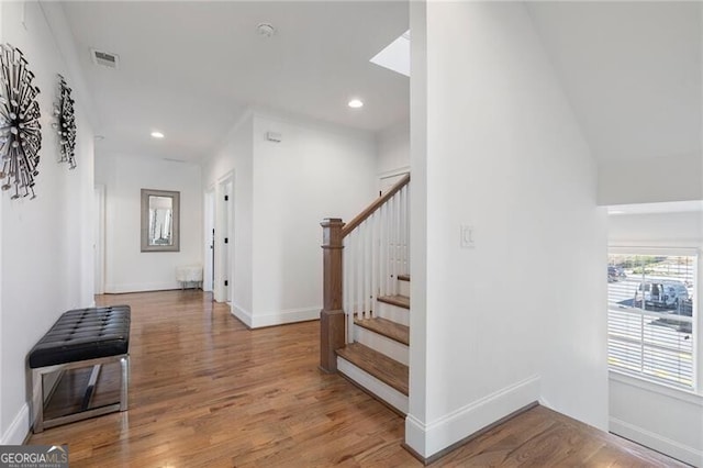 557 Stone Field Run NW, Marietta, GA 30060 - interior space with stairs, recessed lighting, baseboards, visible vents, and wood finished floors