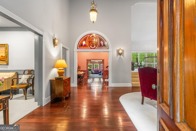2977 Glover Dr, Cumming, GA 30040 - entrance foyer featuring wood-type flooring and a towering ceiling