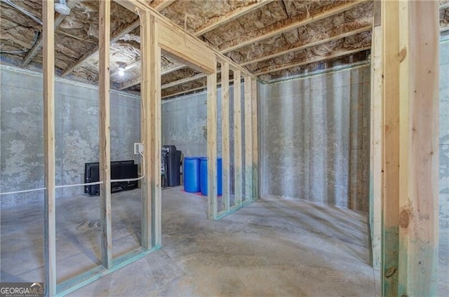view of unfinished basement