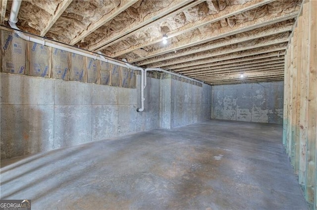 view of unfinished basement