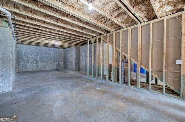 view of unfinished basement