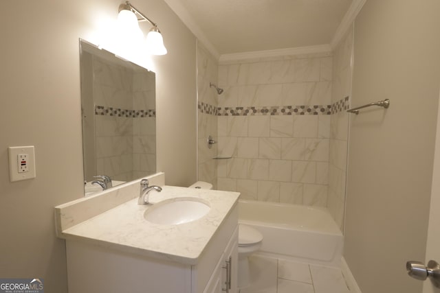 3363 Wesley Chapel Rd, Decatur, GA 30034 - full bathroom featuring toilet, vanity, shower / tub combination, and crown molding