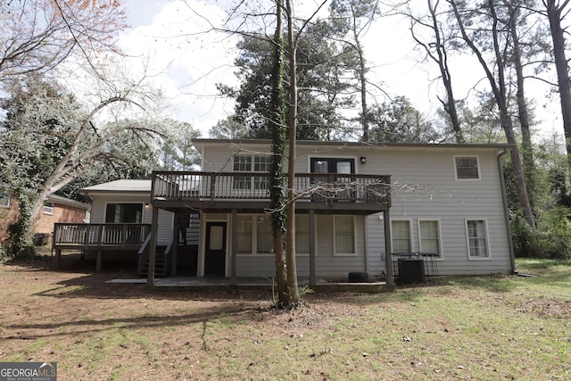 3363 Wesley Chapel Rd, Decatur, GA 30034 - back of house with cooling unit, a deck, stairway, and a yard