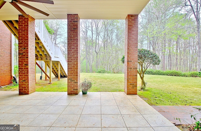 view of patio / terrace with stairs