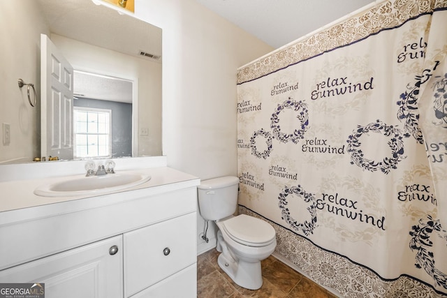 258 Venture Path, Hiram, GA 30141 - bathroom featuring toilet, vanity, and a shower with curtain