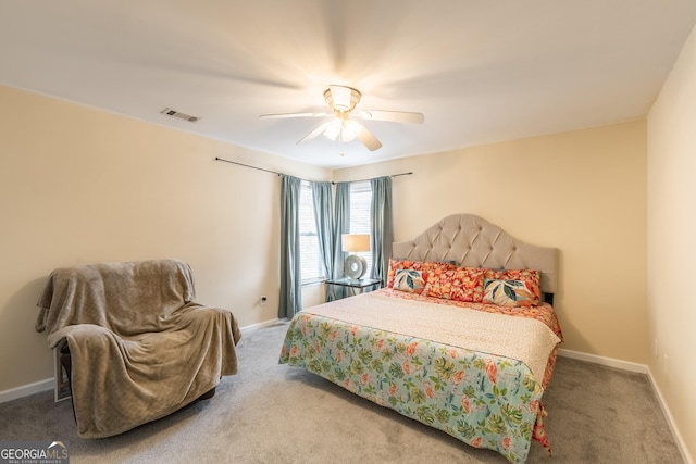 3450 Long Lake Dr, Douglasville, GA 30135 - carpeted bedroom featuring ceiling fan, baseboards, and visible vents