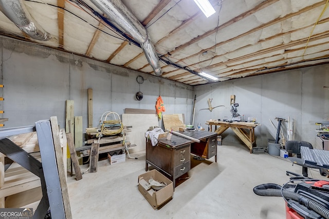 view of unfinished basement