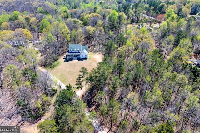aerial view with a forest view