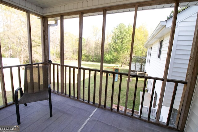 view of unfurnished sunroom