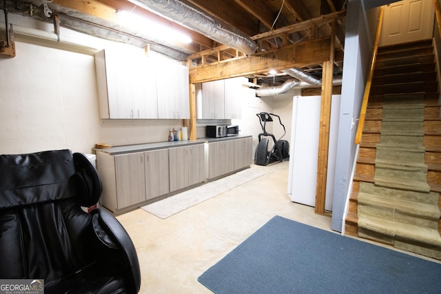 unfinished basement with stairway