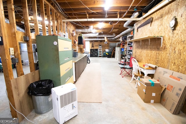 view of unfinished basement
