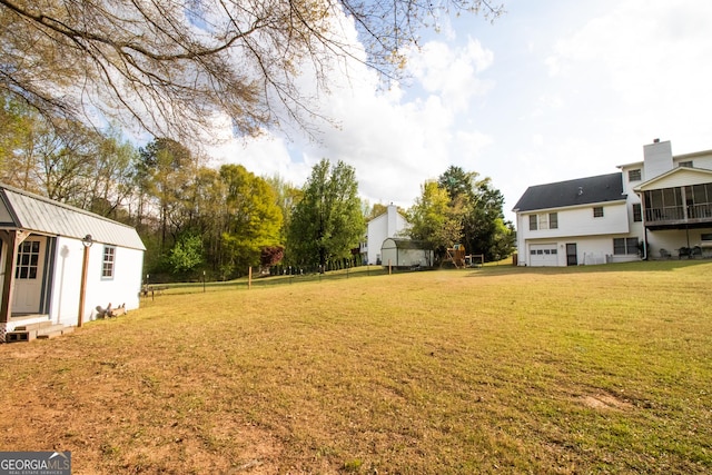 view of yard with an attached garage
