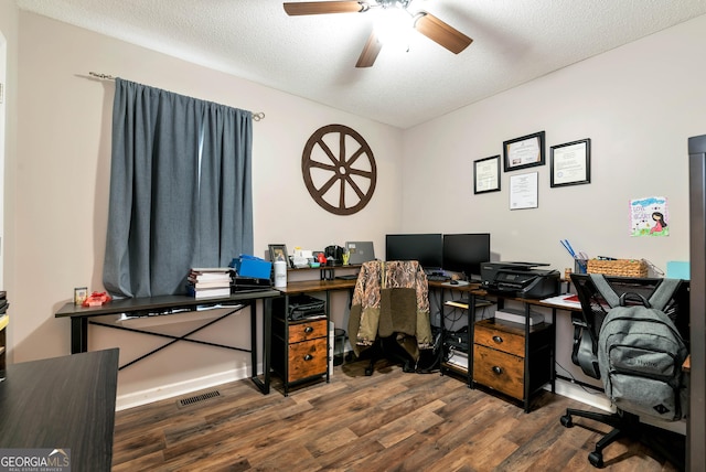 181 King St, Clermont, GA 30527 - office space featuring wood finished floors, ceiling fan, and a textured ceiling