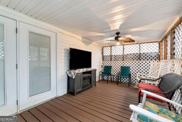 181 King St, Clermont, GA 30527 - wooden terrace with ceiling fan