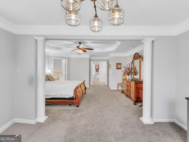 5454 Alanis Pl SE Unit 19, Mableton, GA 30126 - bedroom with carpet floors, ornamental molding, and ornate columns