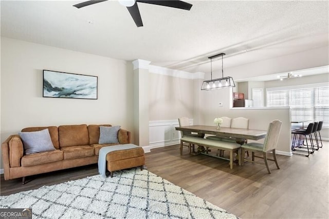 223 Riverstone Commons Cir, Canton, GA 30114 - dining area featuring wood finished floors and a ceiling fan
