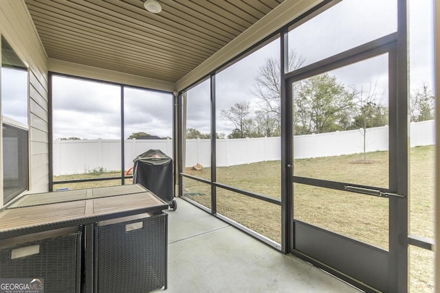 view of unfurnished sunroom