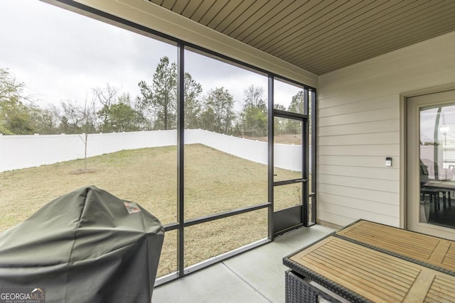 view of unfurnished sunroom