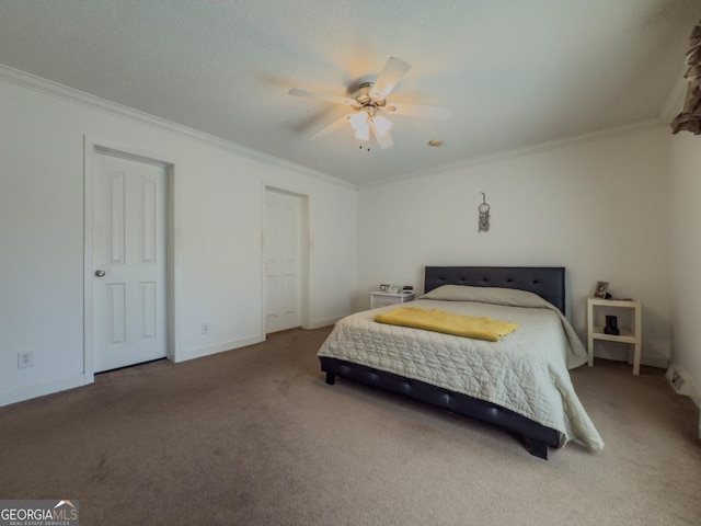2188 Hi Roc Cir, Conyers, GA 30012 - carpeted bedroom with a ceiling fan, baseboards, and ornamental molding
