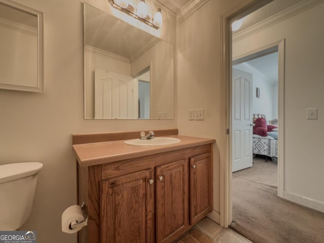 2188 Hi Roc Cir, Conyers, GA 30012 - half bath featuring crown molding, vanity, baseboards, and toilet
