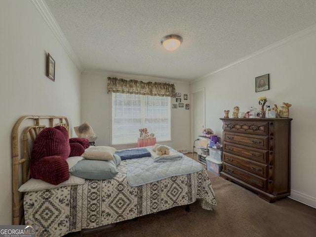 2188 Hi Roc Cir, Conyers, GA 30012 - carpeted bedroom with baseboards, ornamental molding, and a textured ceiling