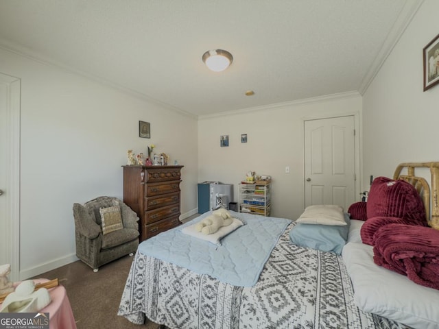 2188 Hi Roc Cir, Conyers, GA 30012 - bedroom with crown molding, baseboards, and dark carpet