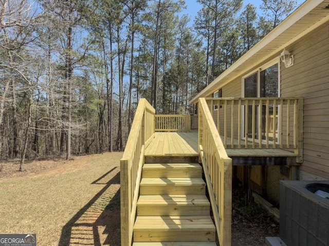 2188 Hi Roc Cir, Conyers, GA 30012 - wooden deck featuring central air condition unit and stairway
