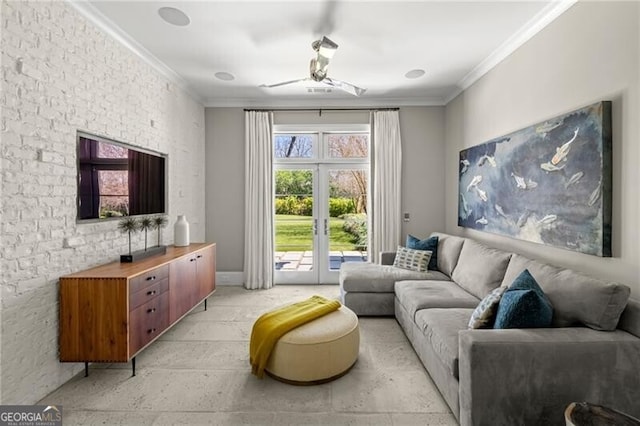 5495 Mount Vernon Pkwy, Atlanta, GA 30327 - kitchen with decorative backsplash, light stone countertops, white cabinetry, wall chimney exhaust hood, and stainless steel built in refrigerator