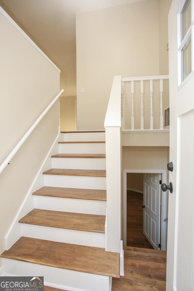 759 Oak Grove Rd, Carrollton, GA 30117 - staircase with visible vents and wood finished floors