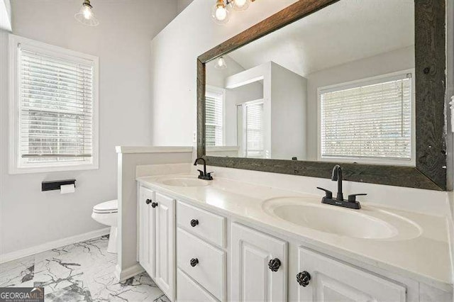 802 Eagle Glen Xing, Woodstock, GA 30189 - bathroom with marble finish flooring, double vanity, and an enclosed shower