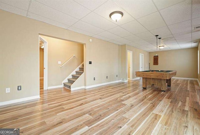 802 Eagle Glen Xing, Woodstock, GA 30189 - rec room with light wood finished floors, a paneled ceiling, and billiards