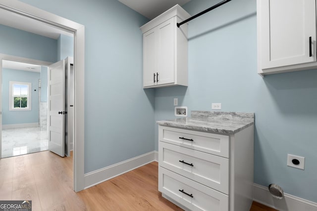 264 Community House Rd, Barnesville, GA 30204 - laundry area with electric dryer hookup, light wood-type flooring, and baseboards