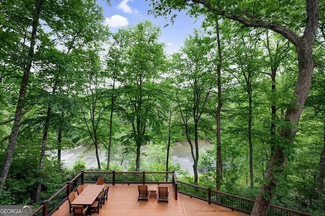deck with a water view
