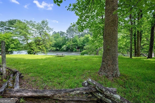 view of yard featuring a water view