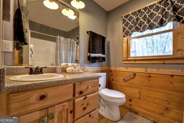1301 Newport Dr, Ellijay, GA 30540 - bathroom with vanity, toilet, and curtained shower