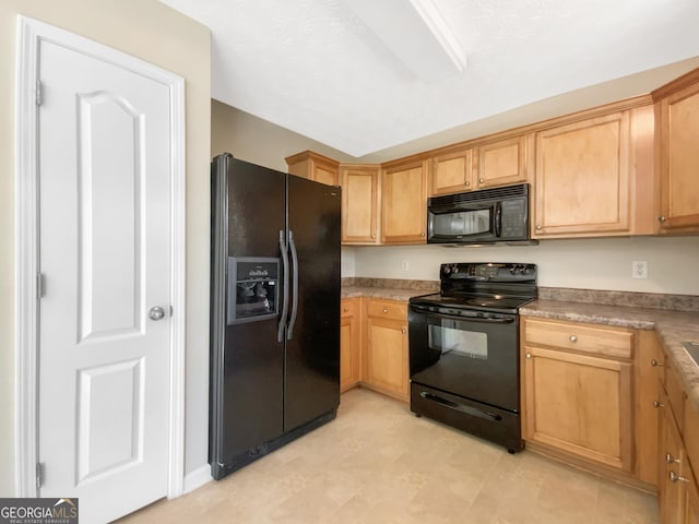 1005 Magnolia Gardens Walk, Mcdonough, GA 30253 - kitchen with black appliances and light brown cabinetry