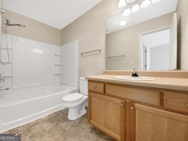 1005 Magnolia Gardens Walk, Mcdonough, GA 30253 - bathroom featuring toilet, vanity, and shower / bathing tub combination