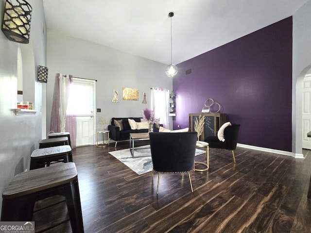 135 Grist Mill Ln SE, Calhoun, GA 30701 - living area with baseboards, wood finished floors, and an accent wall