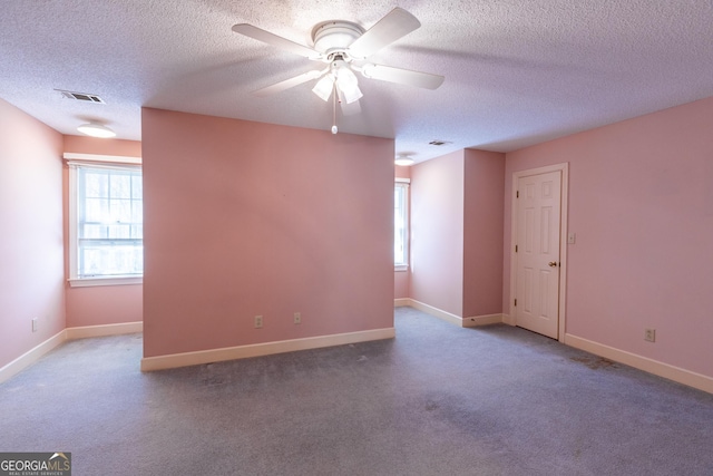 115 Flagstop Run, Fayetteville, GA 30215 - unfurnished room featuring plenty of natural light, a textured ceiling, ceiling fan, and carpet