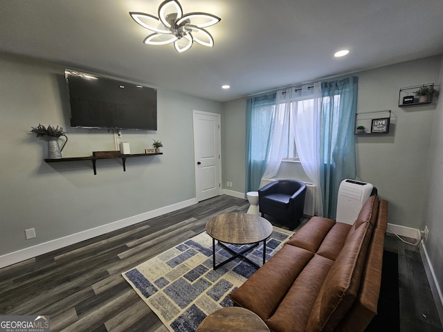 215 Piedmont Ave NE Unit 304, Atlanta, GA 30308 - living area featuring baseboards, dark wood-style floors, and recessed lighting