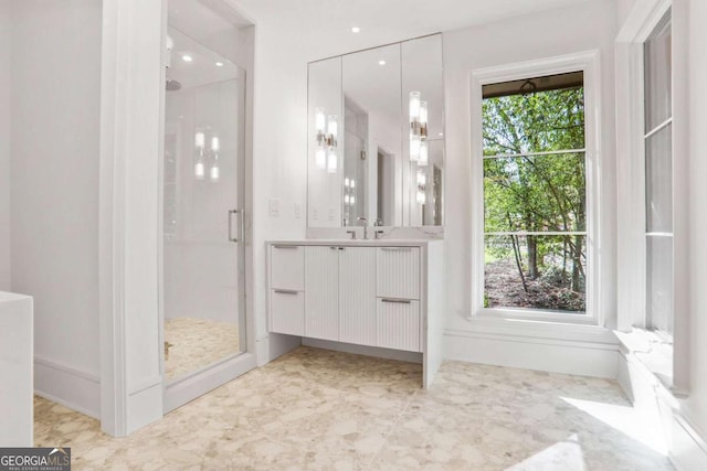 1718 Barnesdale Way NE, Atlanta, GA 30309 - bathroom with a stall shower and vanity