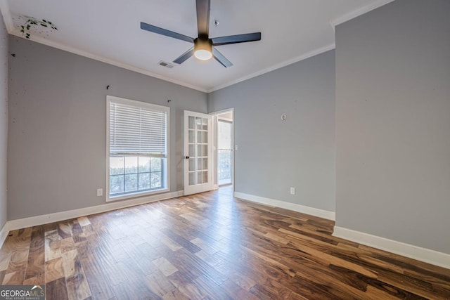 2921 Lenox Rd NE Unit 113, Atlanta, GA 30324 - unfurnished room featuring ornamental molding, ceiling fan, and wood finished floors