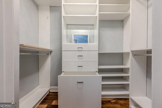 2921 Lenox Rd NE Unit 113, Atlanta, GA 30324 - walk in closet with dark wood-style flooring