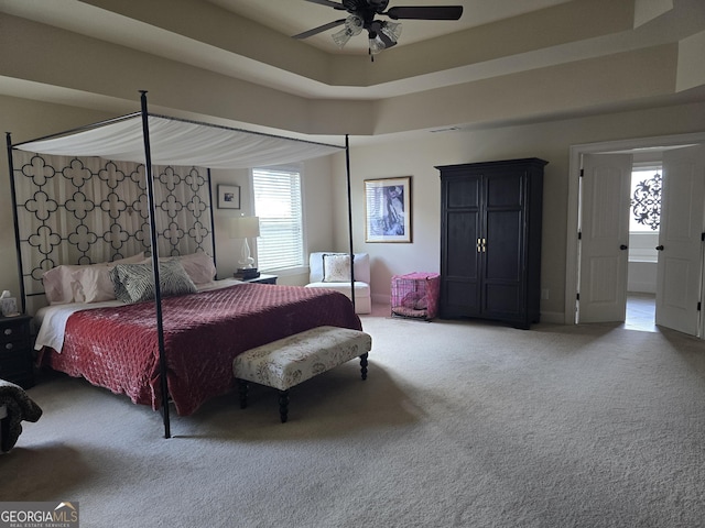bedroom with carpet and ceiling fan