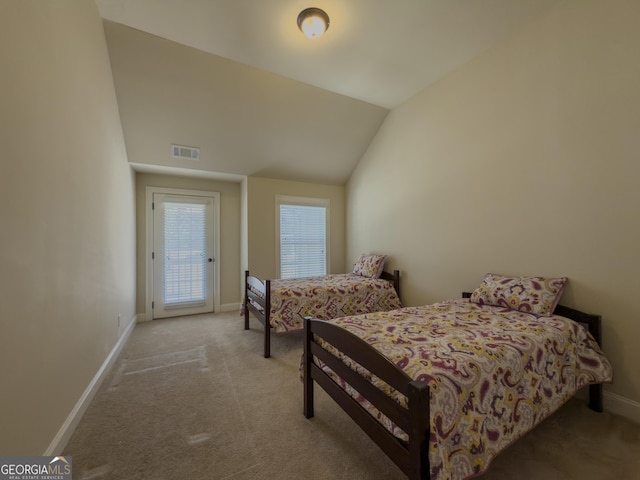 bedroom with carpet flooring, baseboards, and visible vents