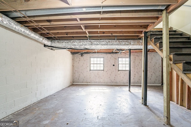 below grade area with stairs